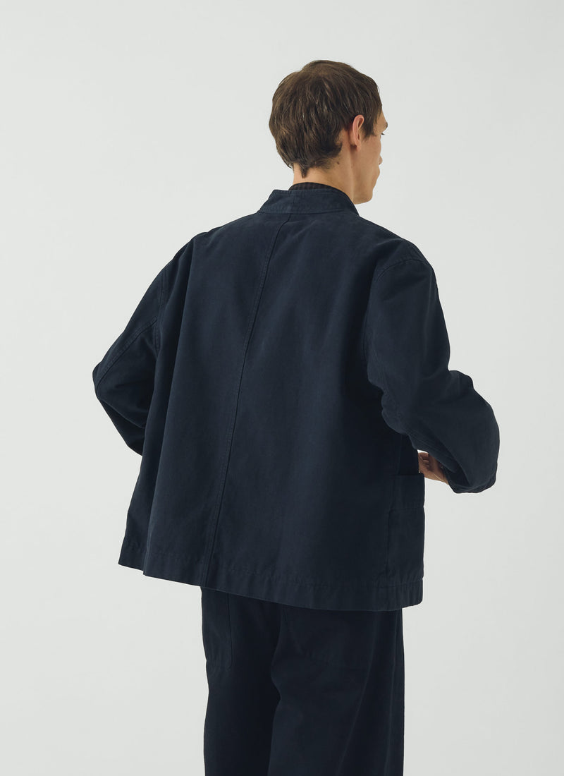 Brushed Cotton Wrap Jacket | Navy