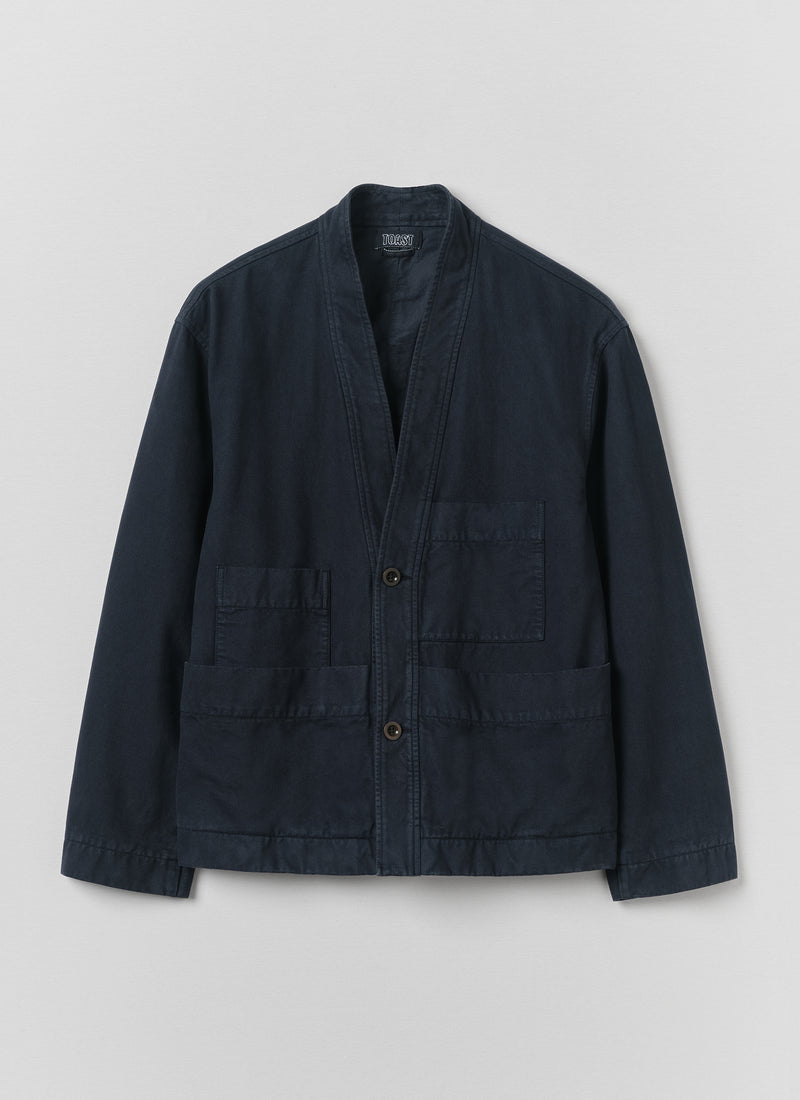 Brushed Cotton Wrap Jacket | Navy