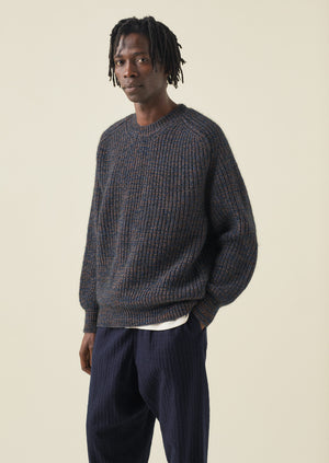 Crew Neck Twisted Yarn Sweater | Blue Marl | TOAST