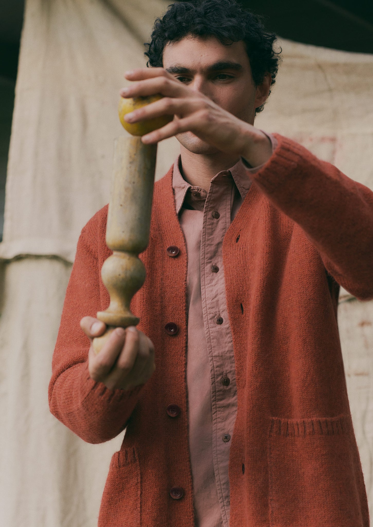 Tomato red cardigan on sale