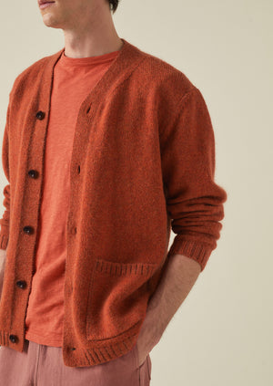 High V-Neck Cardigan | Tomato Red