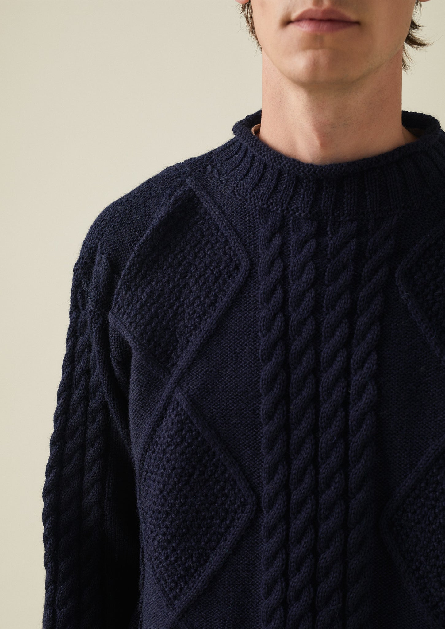 British Wool Cable Knit Sweater | Navy