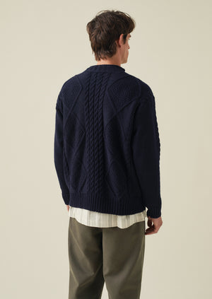 British Wool Cable Knit Sweater | Navy