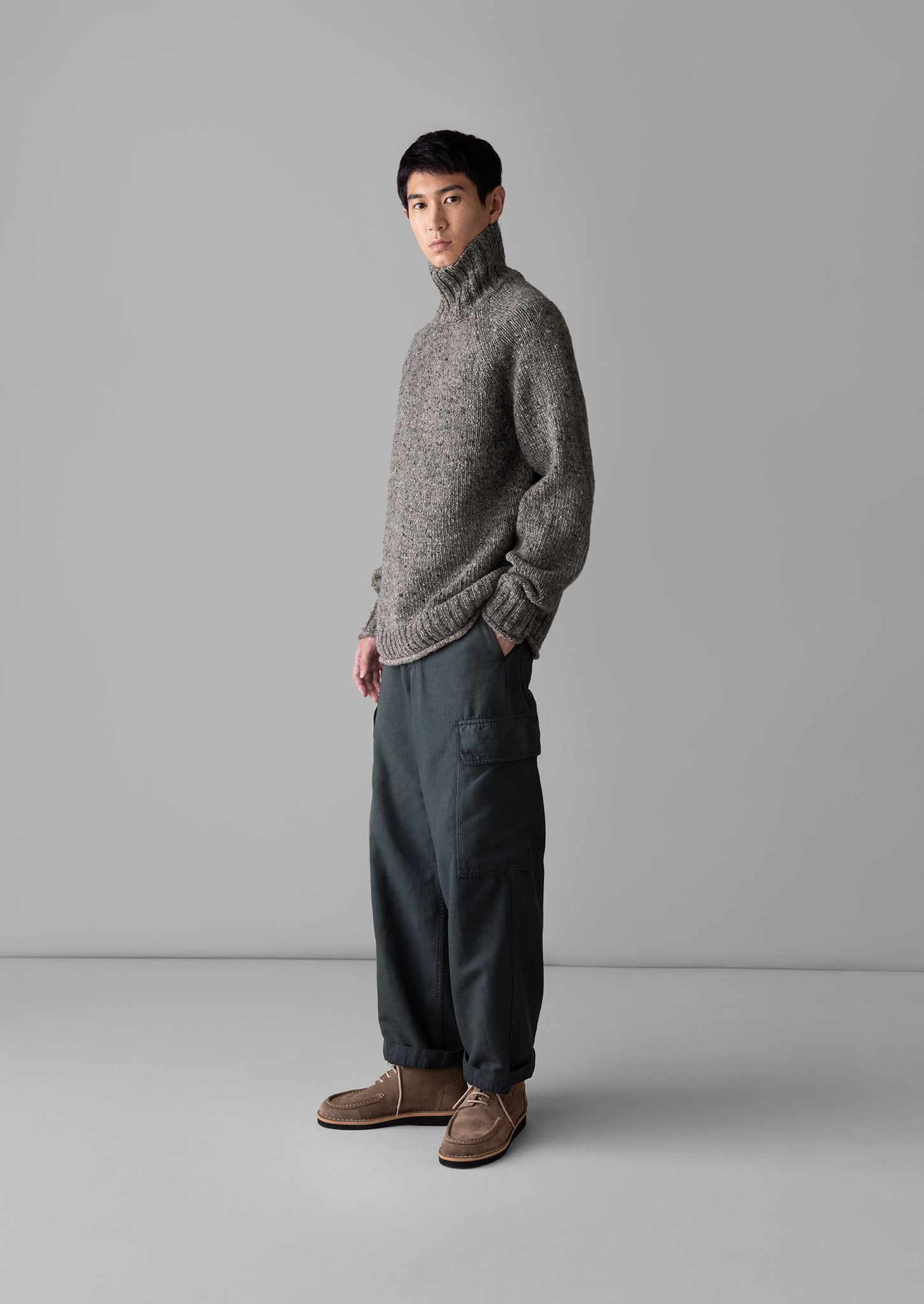 Mens wool discount roll neck sweater