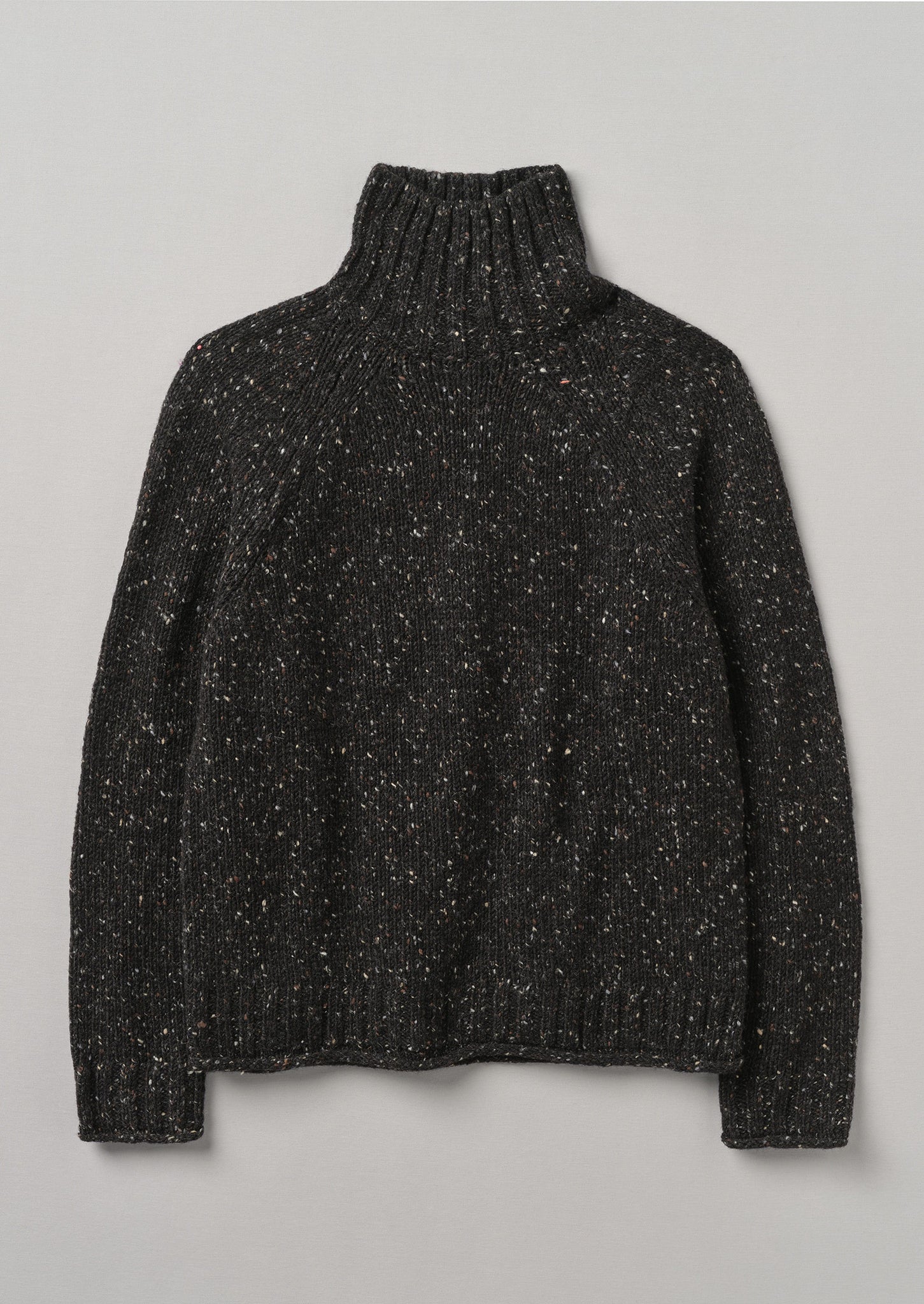 Donegal Roll Neck Sweater, Black Marl