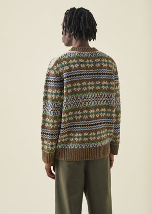 Shetland Wool Fair Isle Sweater | Camel Multi