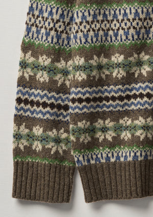 Shetland Wool Fair Isle Sweater | Camel Multi