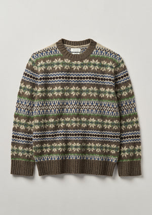 Shetland Wool Fair Isle Sweater | Camel Multi