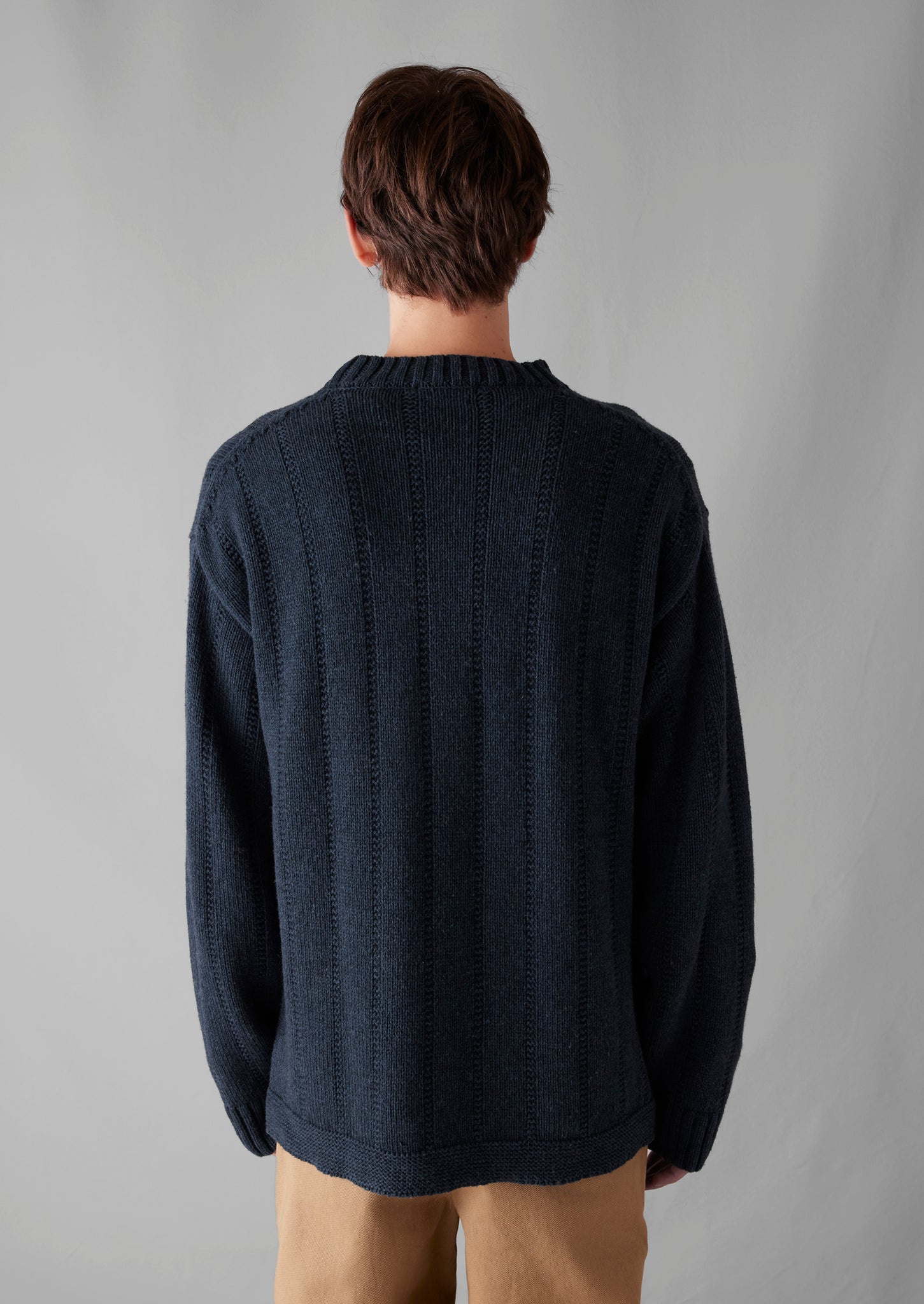 Ribbed Wool Cotton Gansey Sweater | Uniform Navy