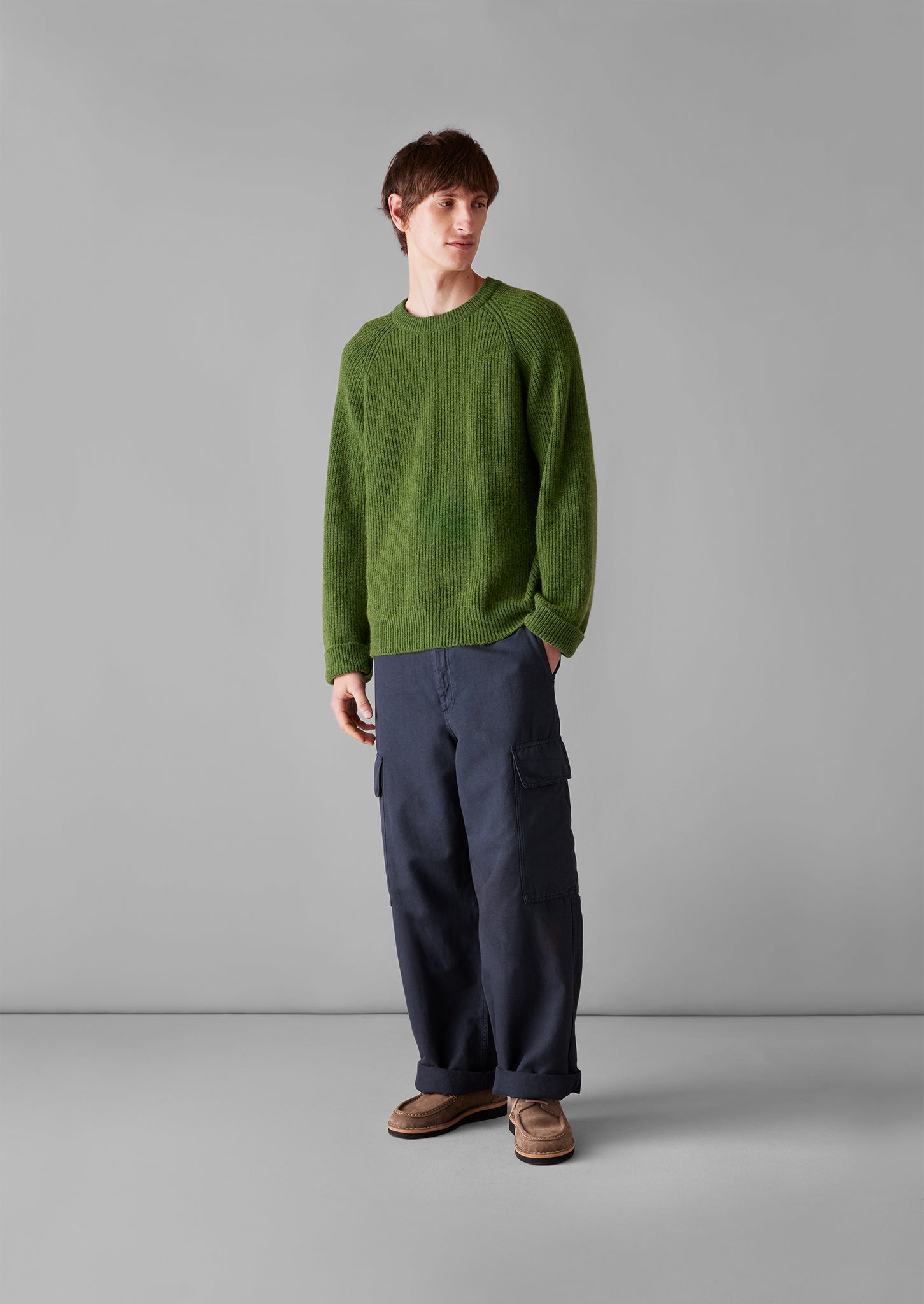 Fisherman Rib Cotton Wool Sweater | Lawn Green
