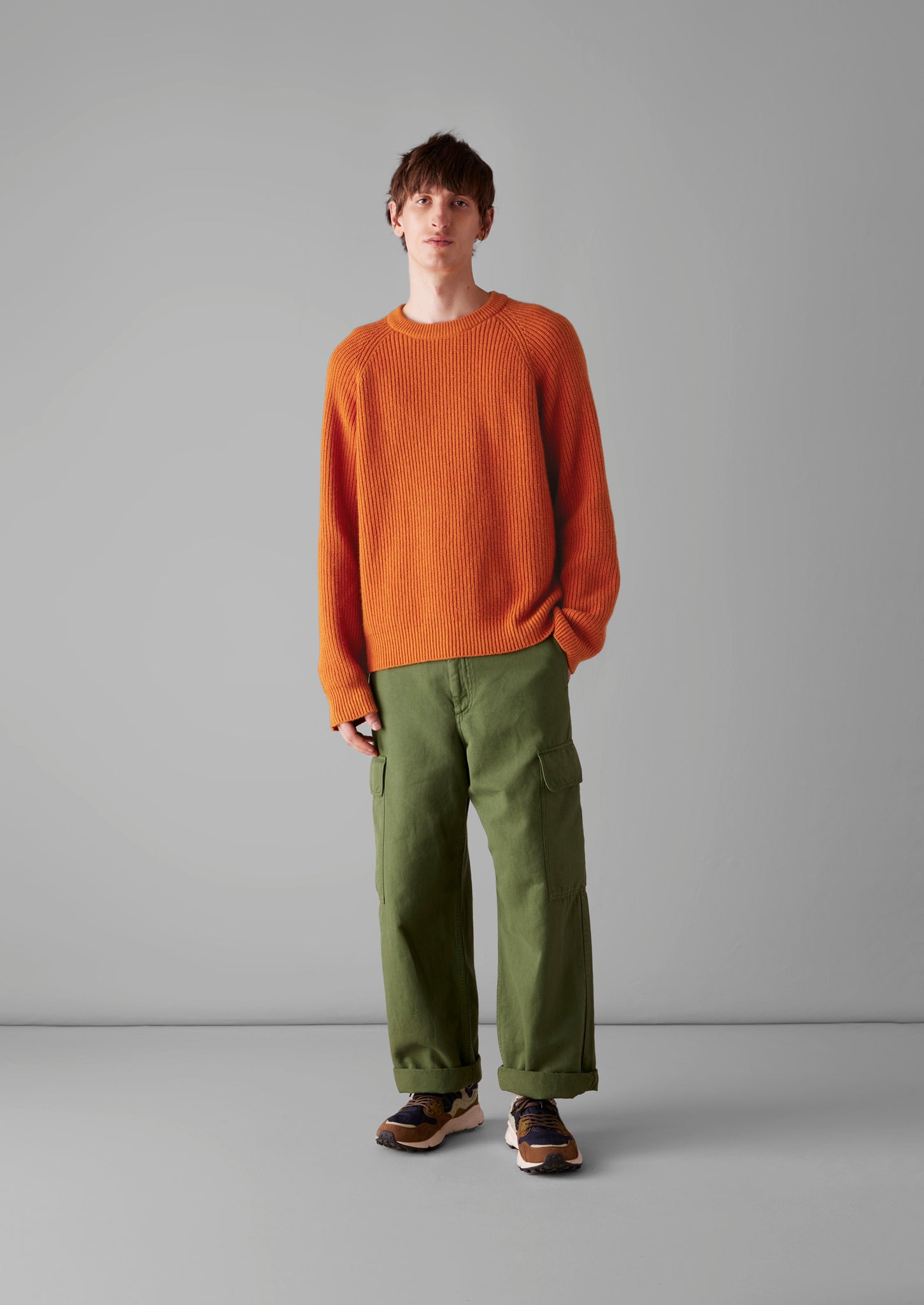 Fisherman Rib Cotton Wool Sweater | Pumpkin