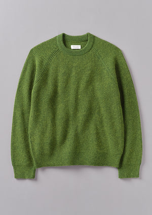 Fisherman Rib Cotton Wool Sweater | Lawn Green