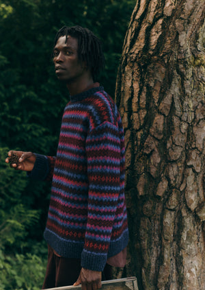 Soundwave Jacquard Crew Neck Sweater | Amethyst Multi | TOAST