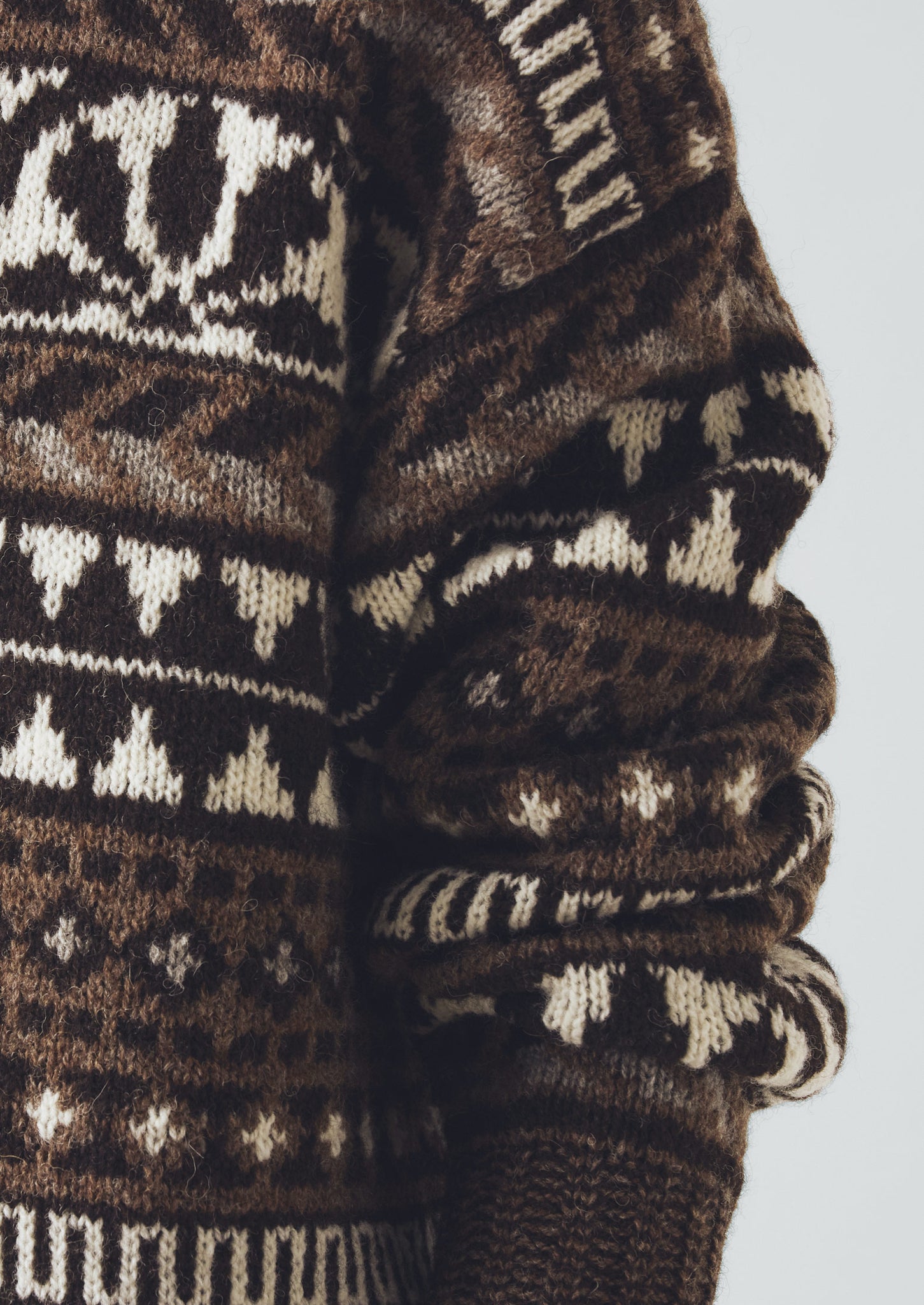Shetland Wool Graphic Jacquard Sweater | Natural/Multi