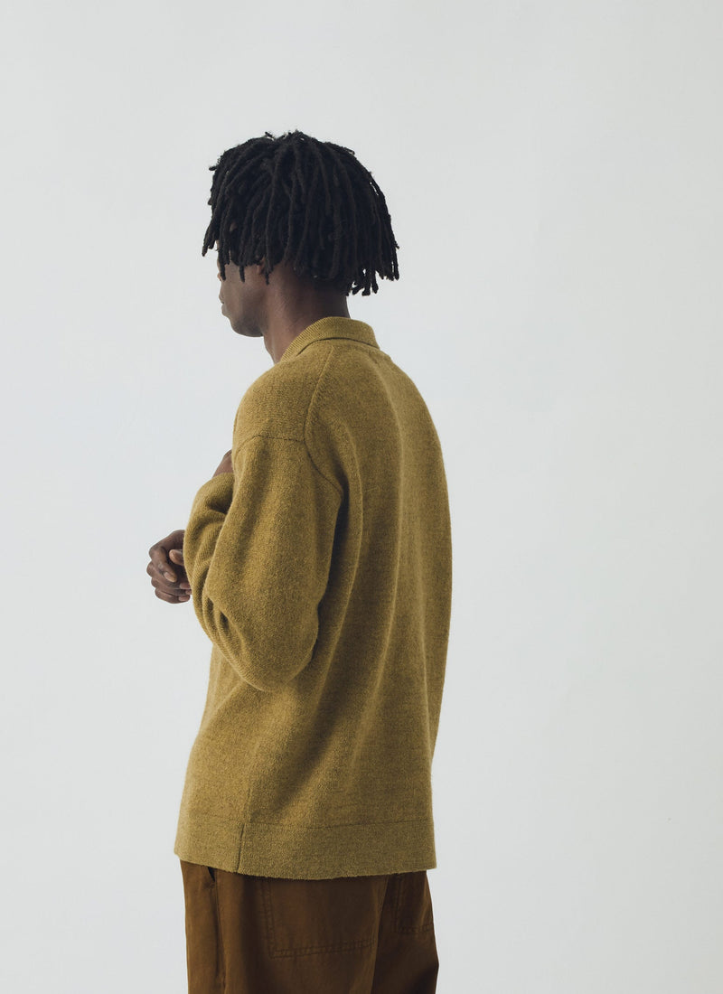 Wool Alpaca Polo Sweater | Pear