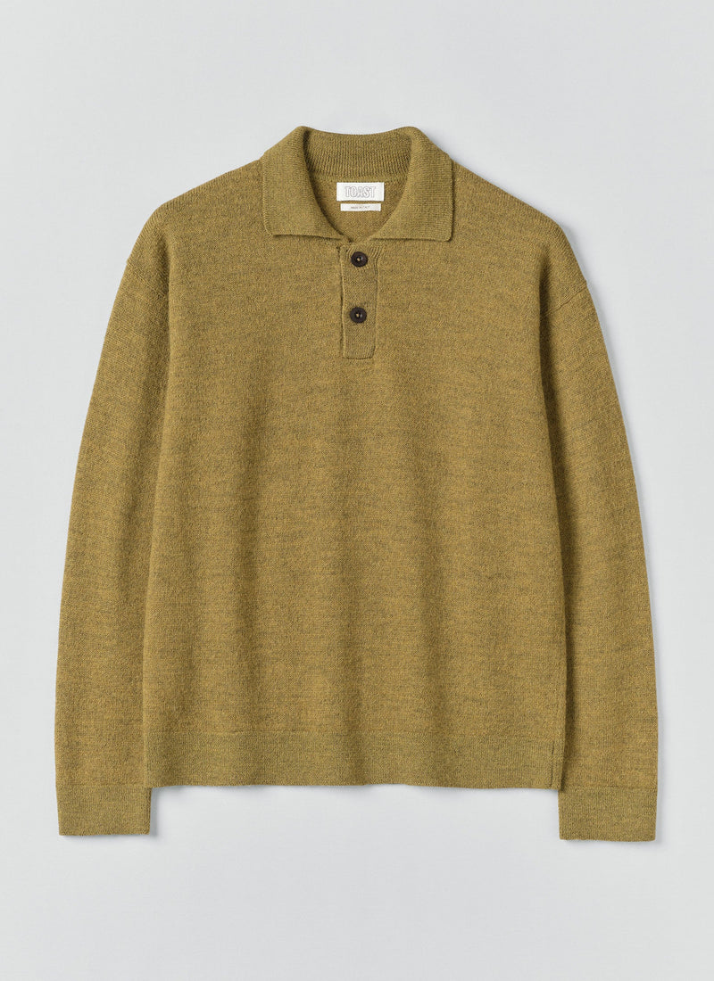 Wool Alpaca Polo Sweater | Pear