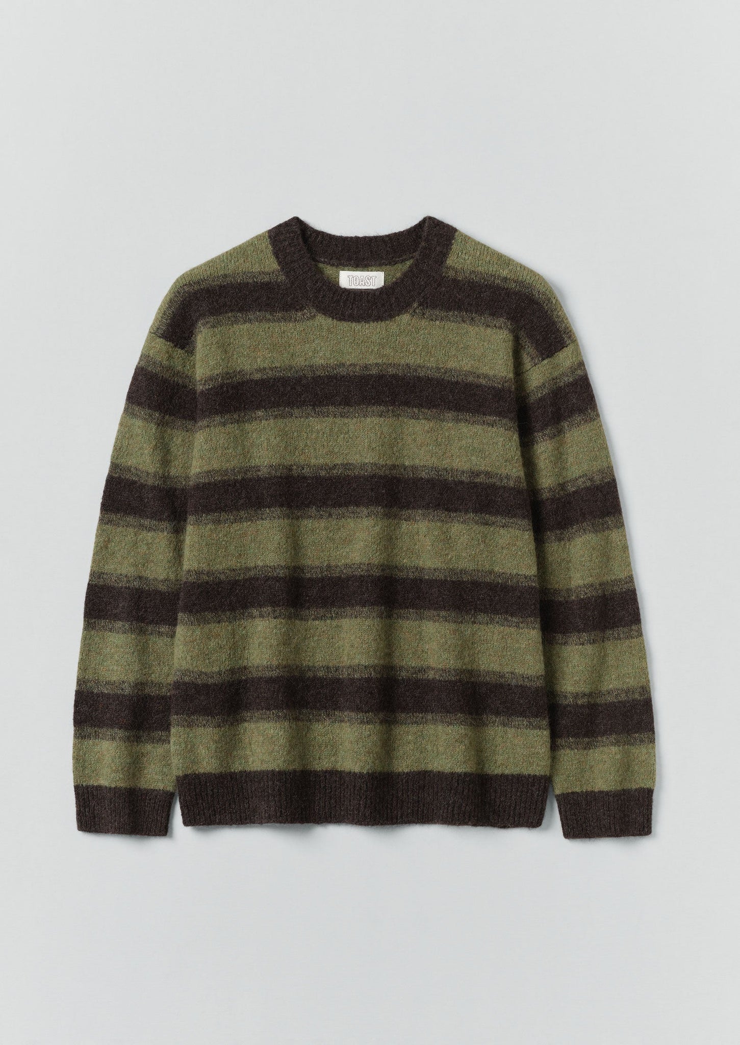 Alpaca Wool Stripe Sweater | Bark/Foliage Green