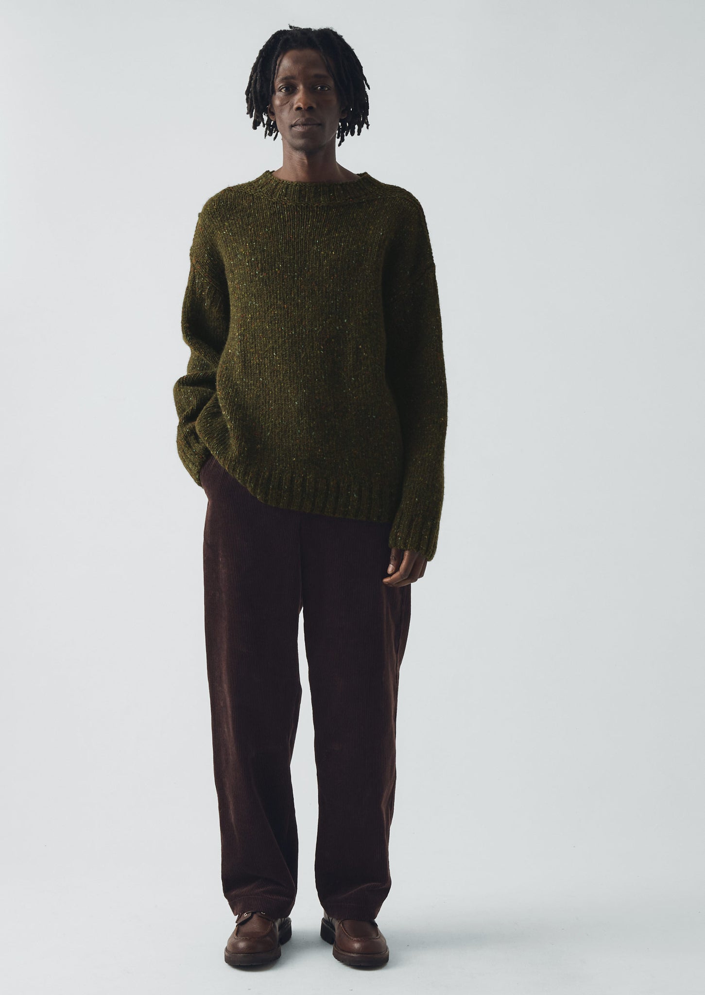 Finn Donegal Wool Sweater | Khaki