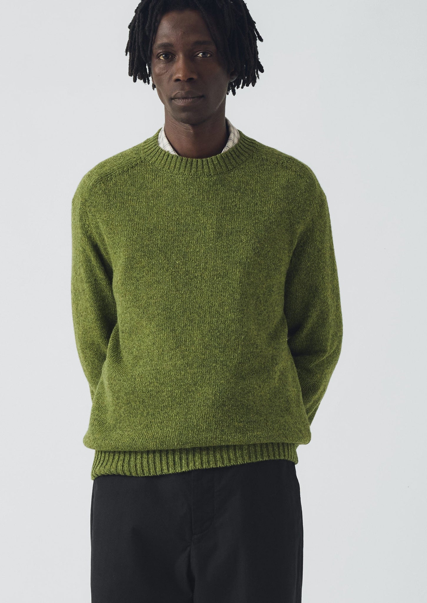 Crew Neck Wool Sweater | Apple Green