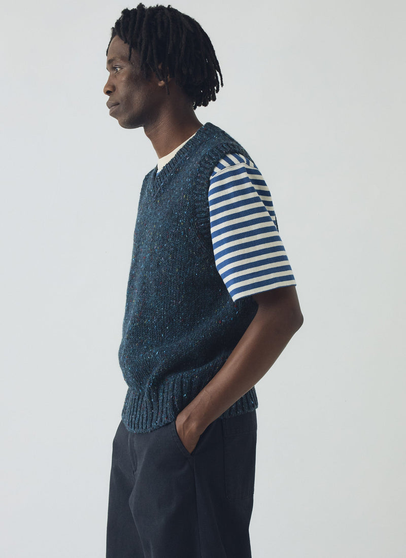 Donegal Wool Knitted Tank | Midnight