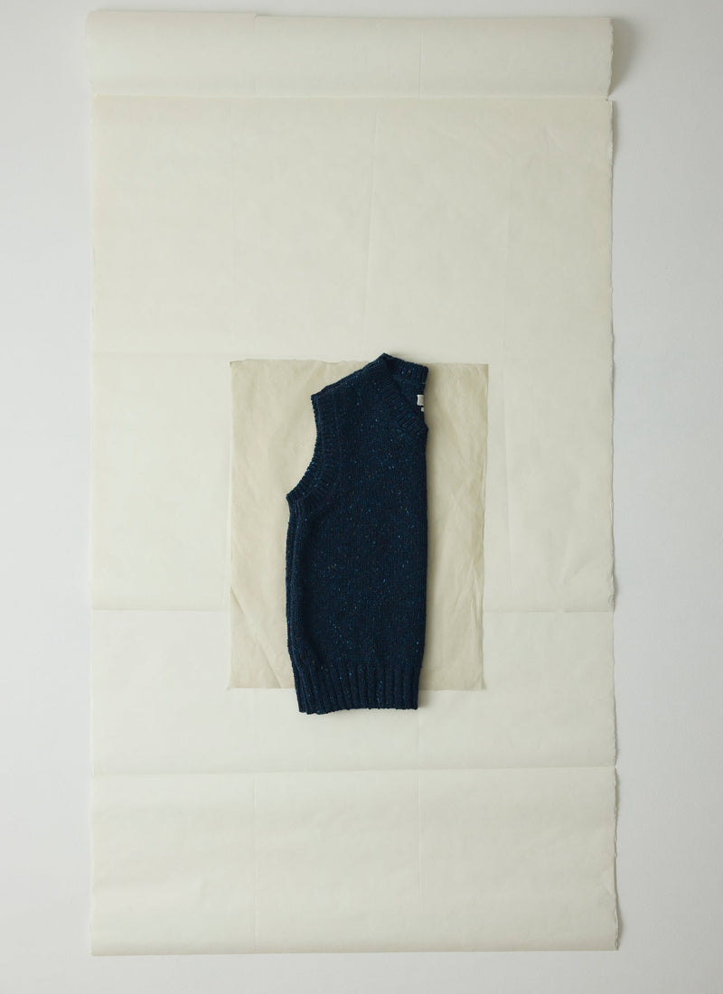 Donegal Wool Knitted Tank | Midnight