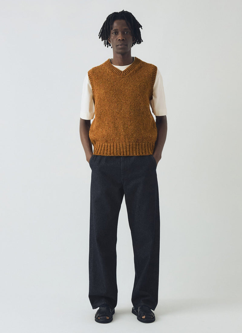 Donegal Wool Knitted Tank | Ochre