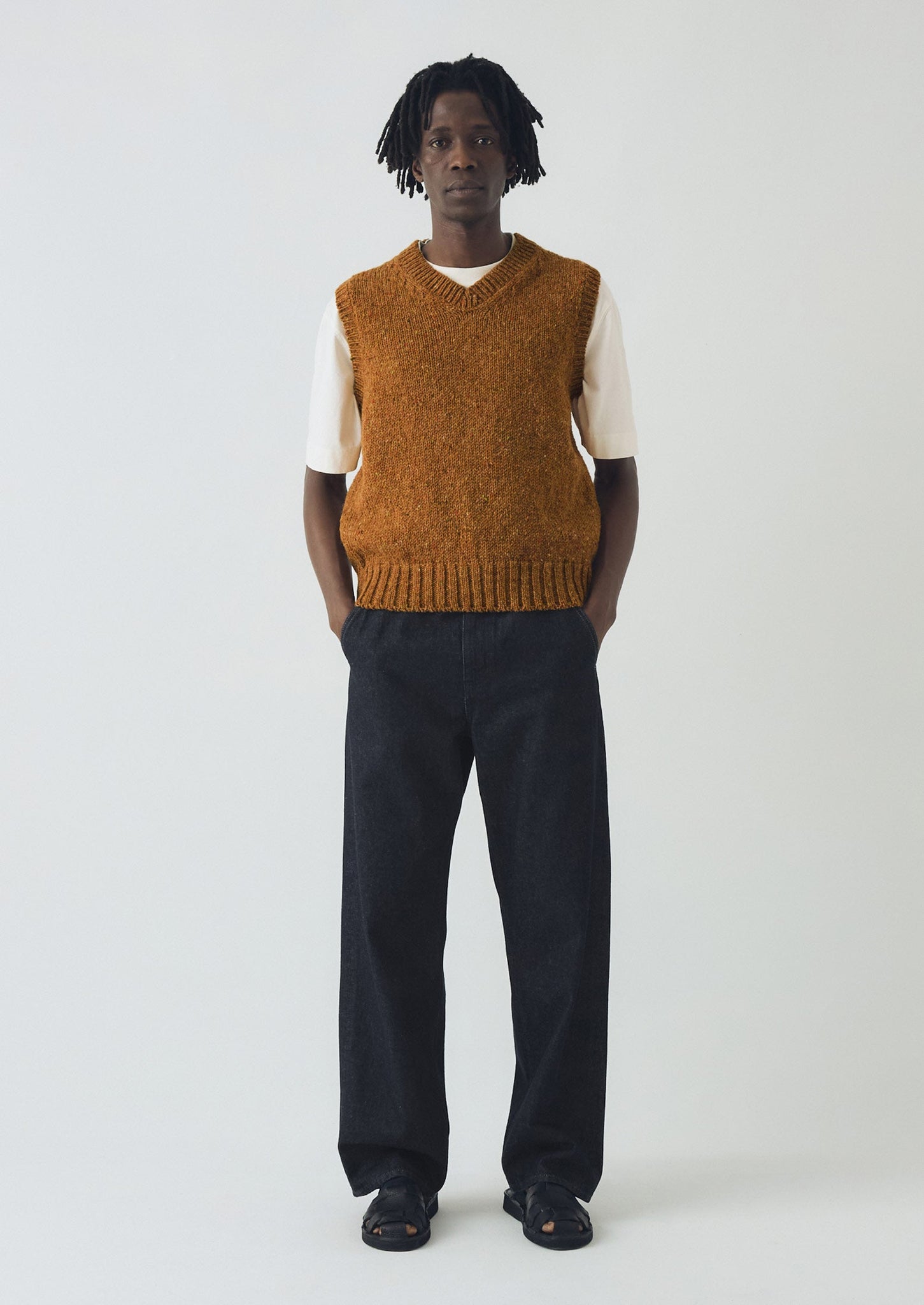 Donegal Wool Knitted Tank | Ochre