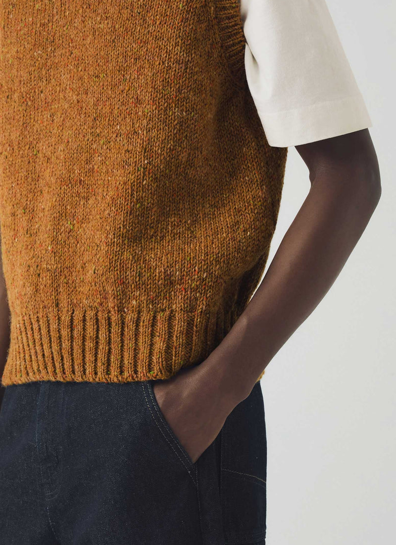 Donegal Wool Knitted Tank | Ochre