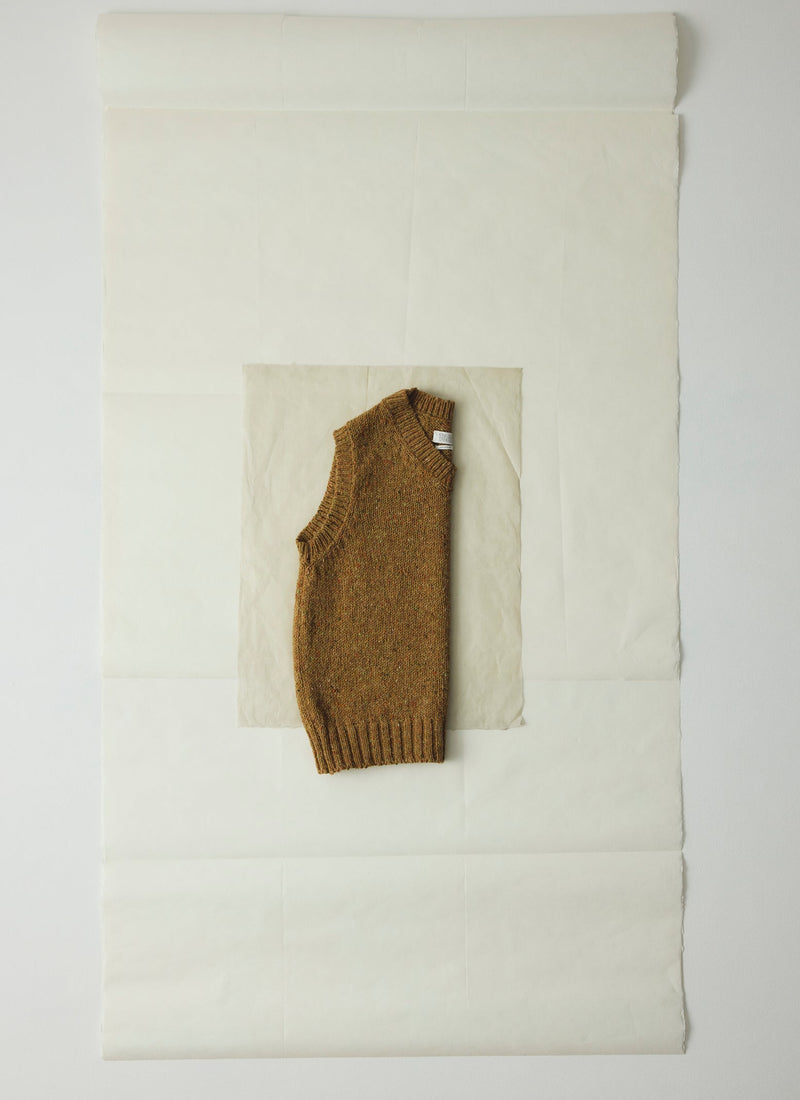 Donegal Wool Knitted Tank | Ochre