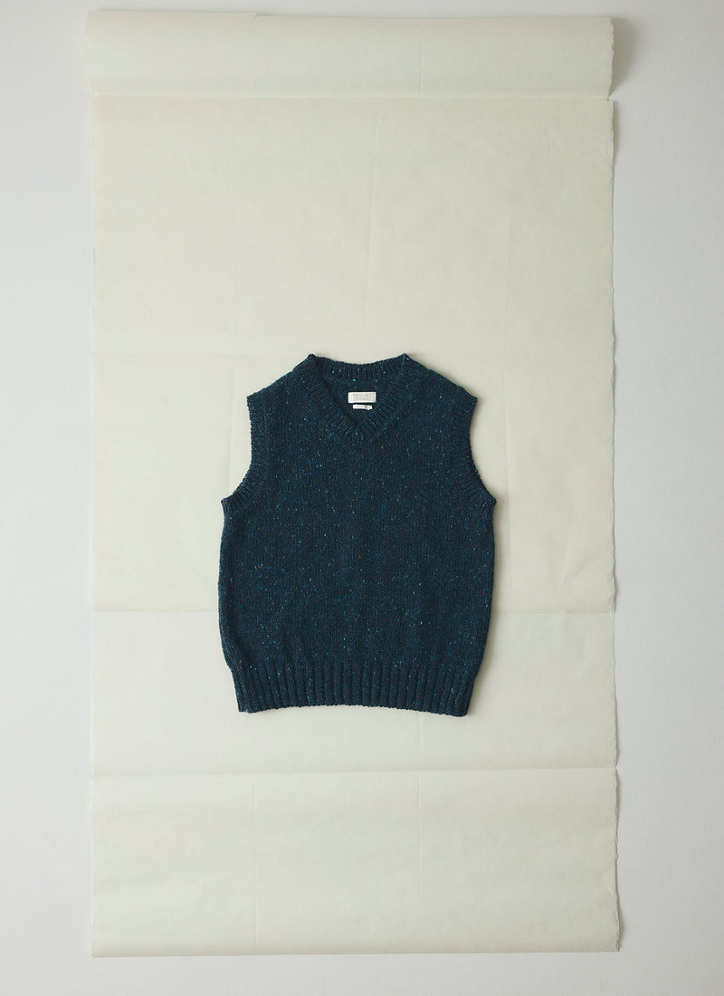 Donegal Wool Knitted Tank | Midnight