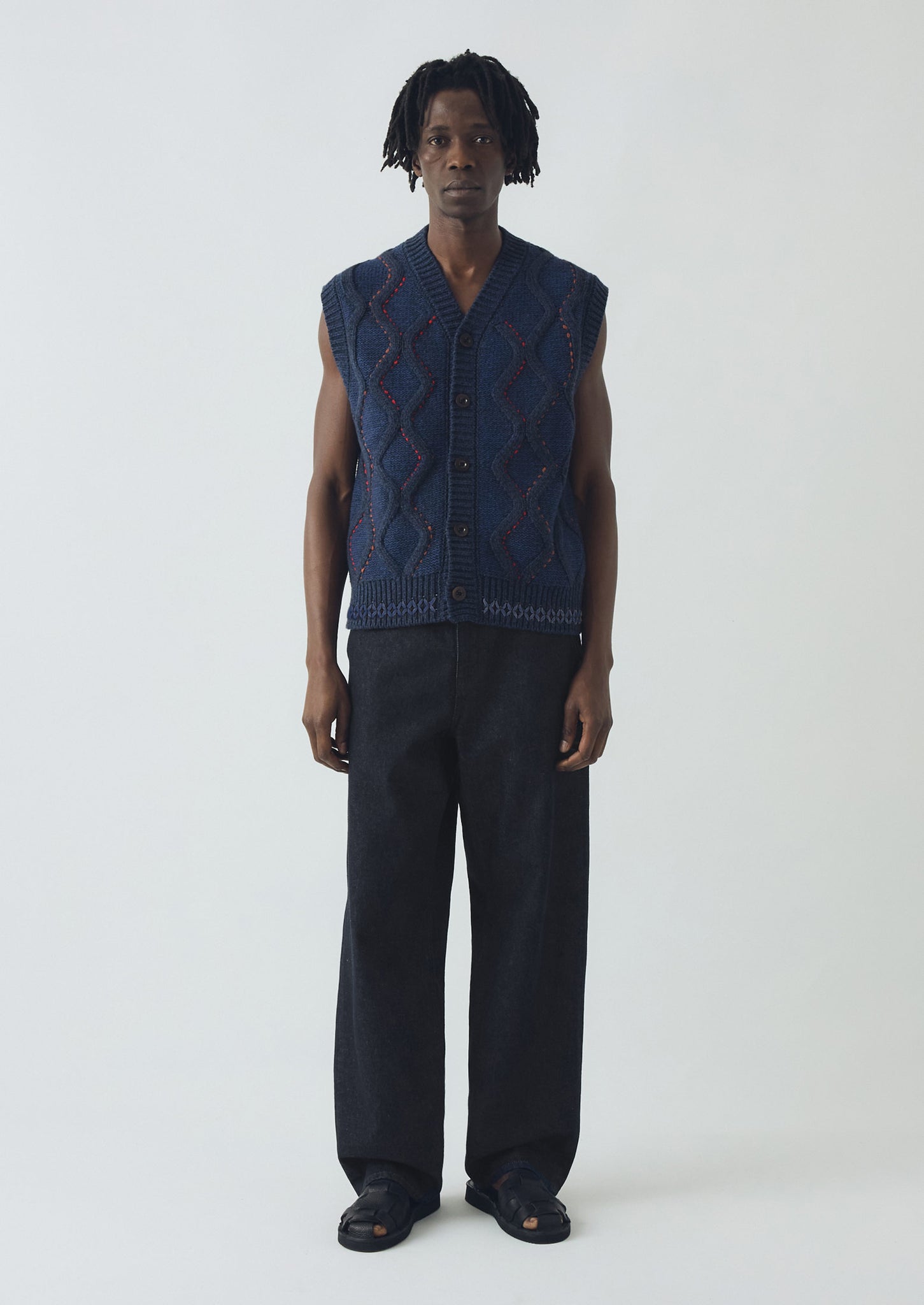 Hand Embellished Button Through Tank | Blue Multi