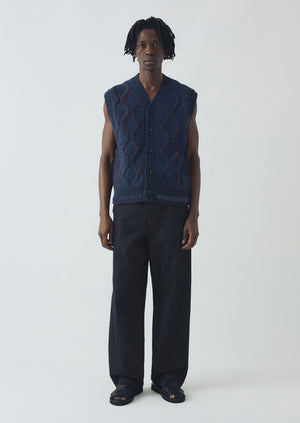 Hand Embellished Button Through Tank | Blue Multi