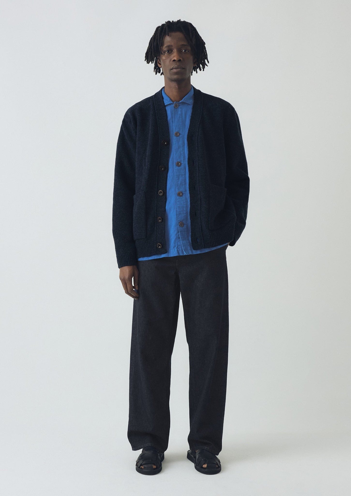 Melange Wool Cardigan | Navy Melange