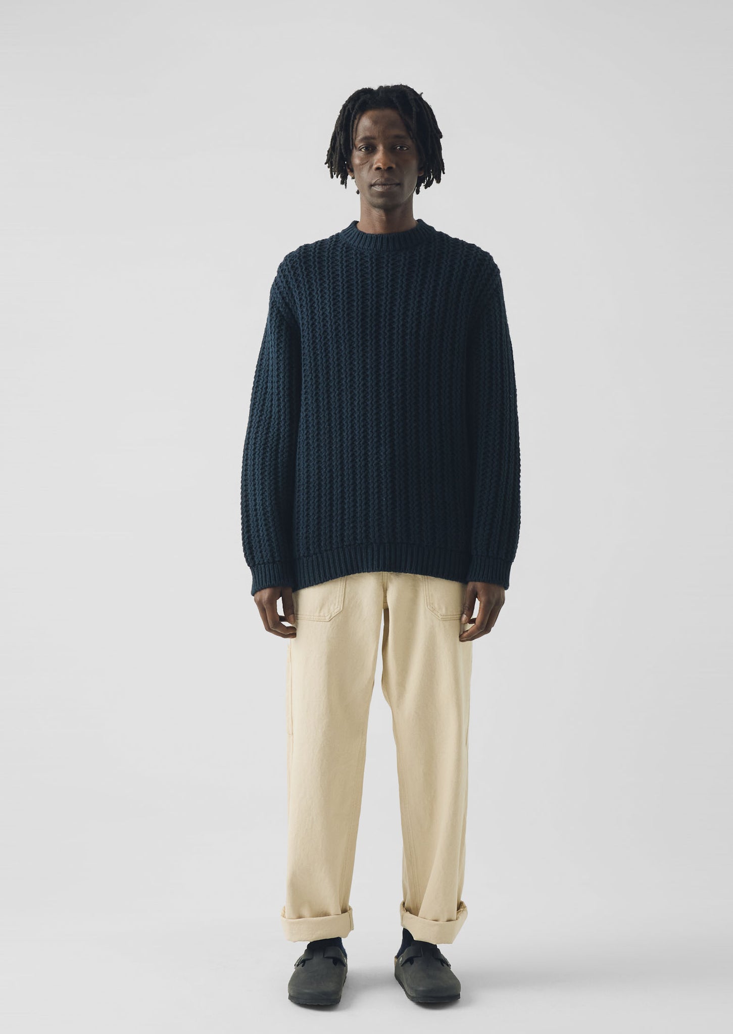 Racked Rib Wool Cotton Sweater | Cobalt