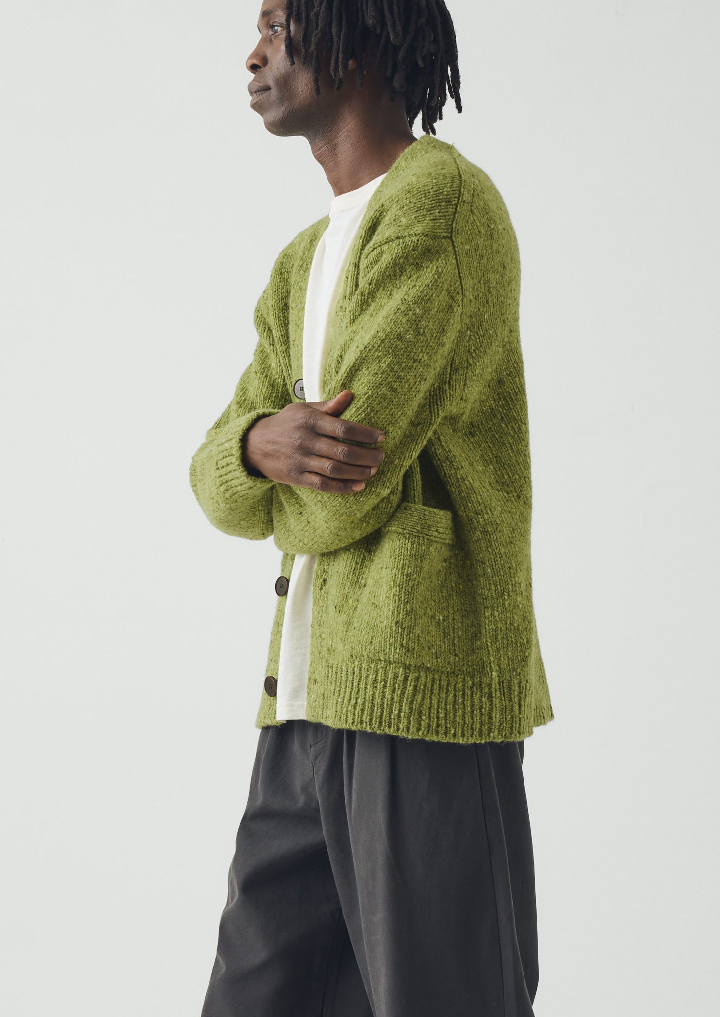 Donegal Wool V-Neck Cardigan | Rainette Green | TOAST