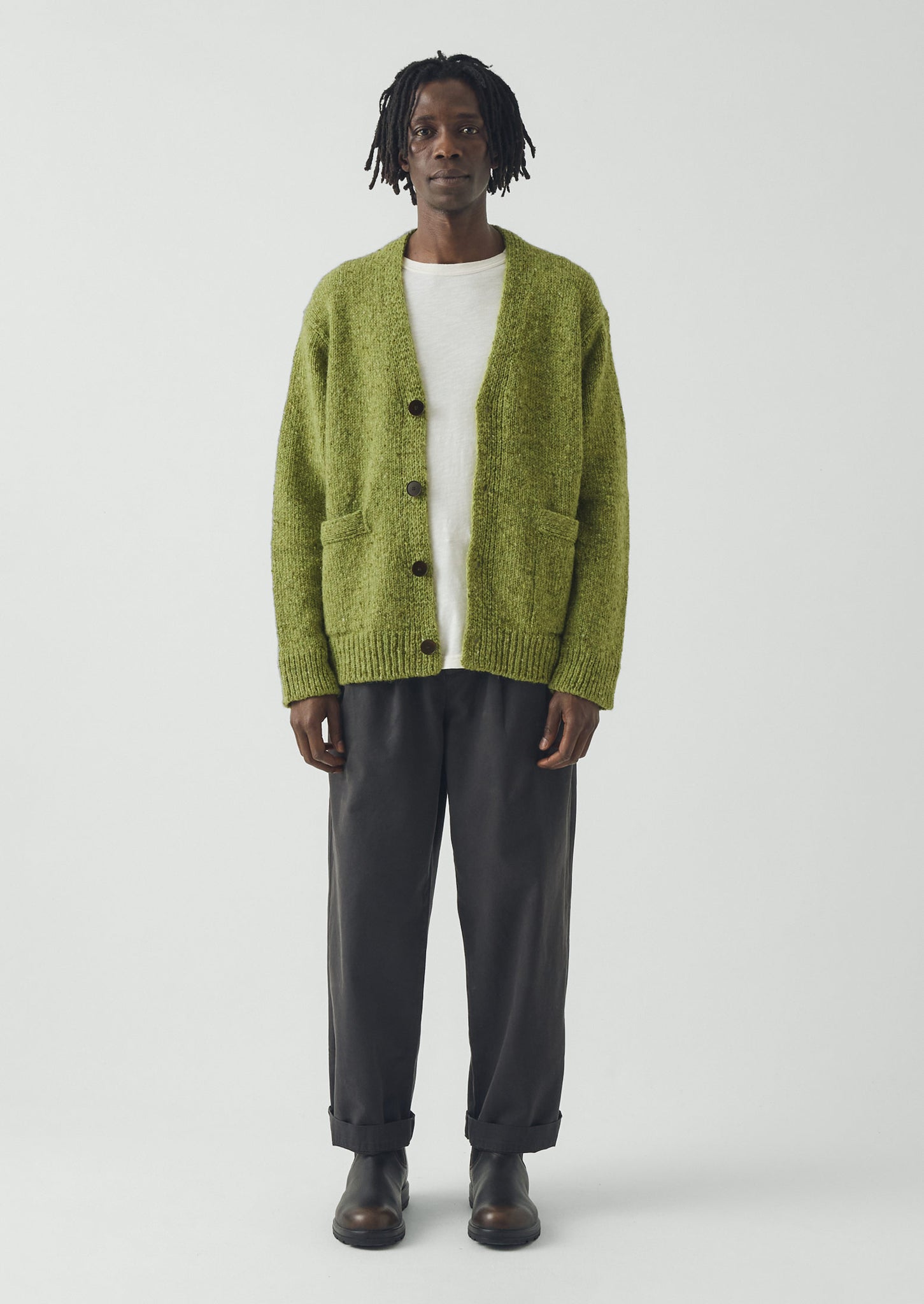 Donegal Wool V-Neck Cardigan | Rainette Green | TOAST