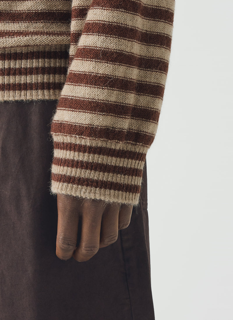 Stripe Alpaca Wool Sweater | Dark Terracotta/Oatmeal