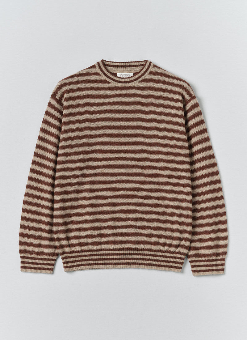Stripe Alpaca Wool Sweater | Dark Terracotta/Oatmeal