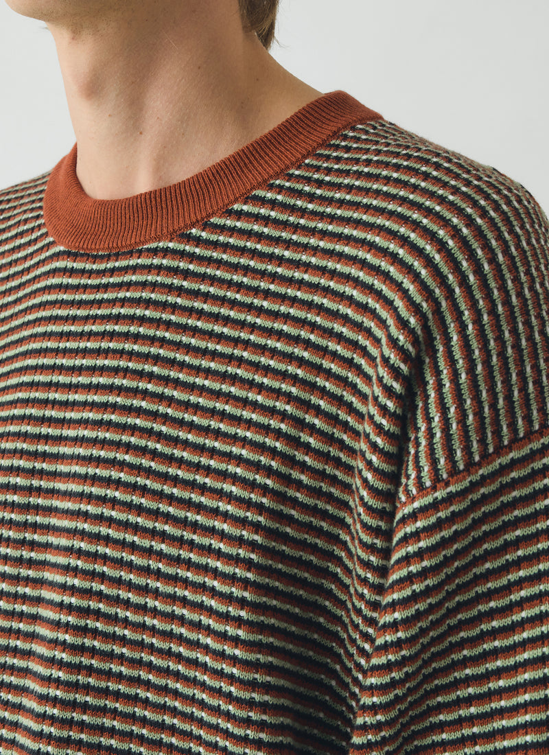 Knitted Cotton Tee | Green Multi