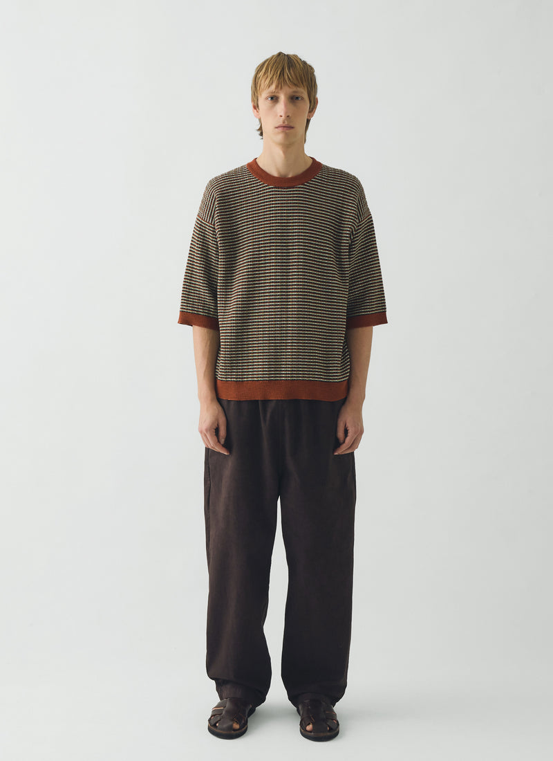 Knitted Cotton Tee | Green Multi