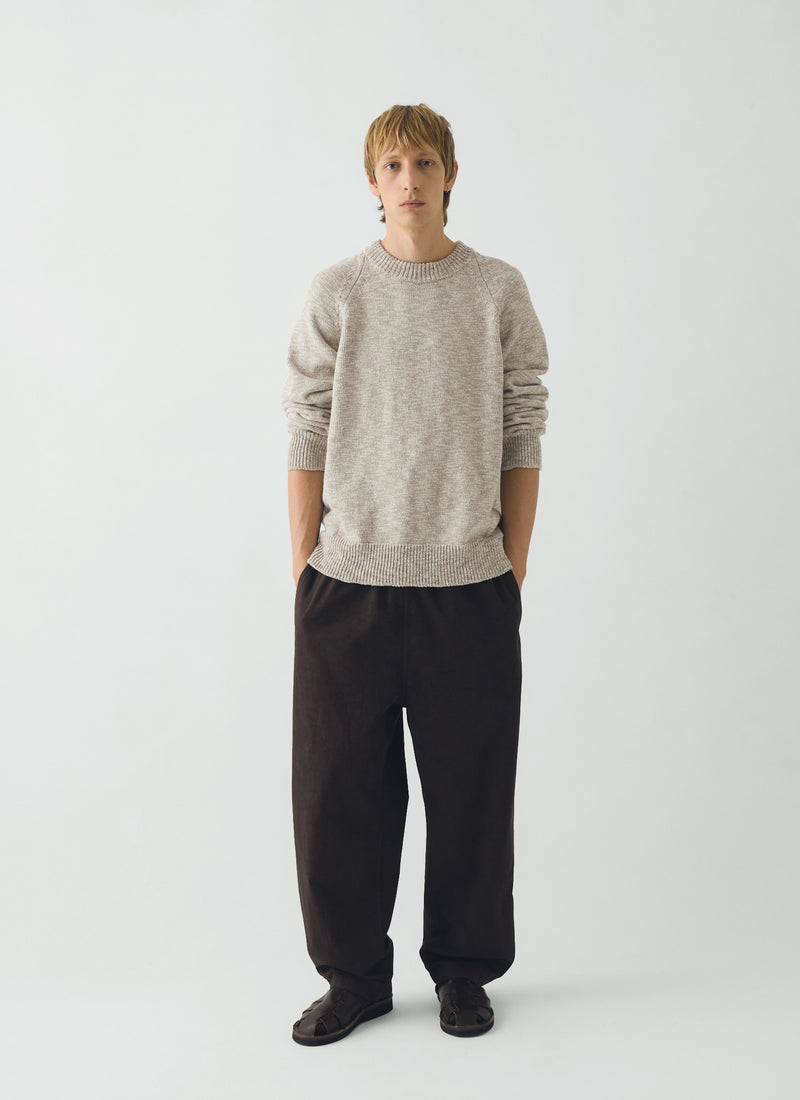 Linen Cotton Crew Neck Sweater | Natural