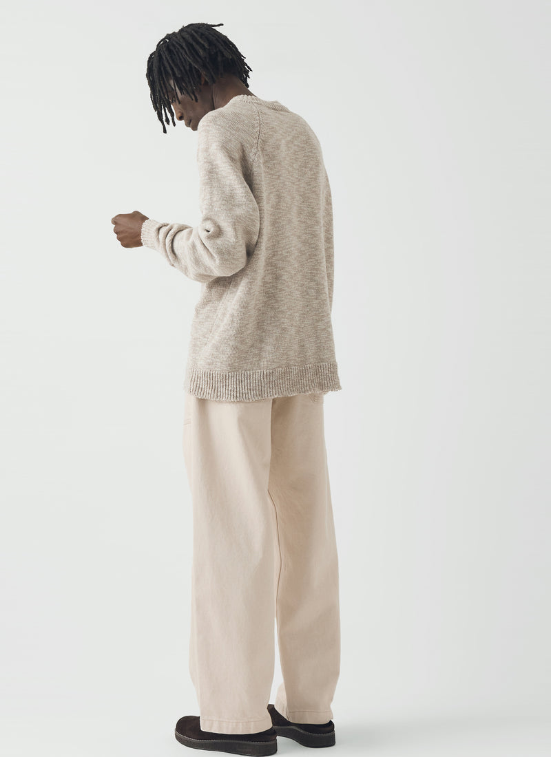 Linen Cotton Crew Neck Sweater | Natural
