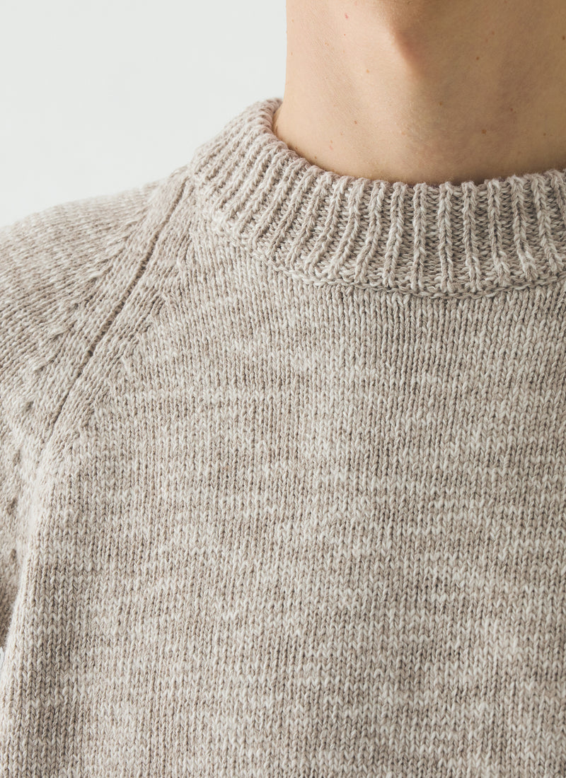 Linen Cotton Crew Neck Sweater | Natural