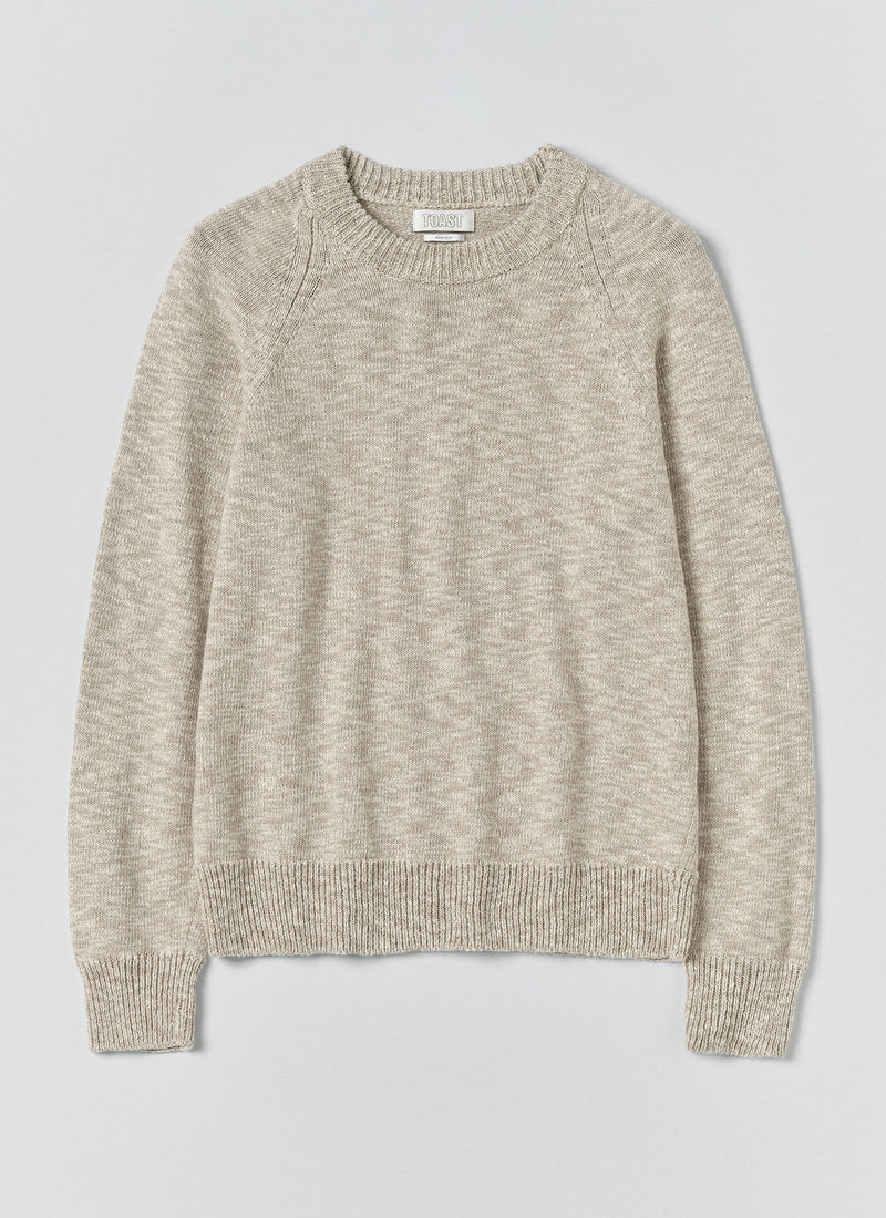 Linen Cotton Crew Neck Sweater | Natural