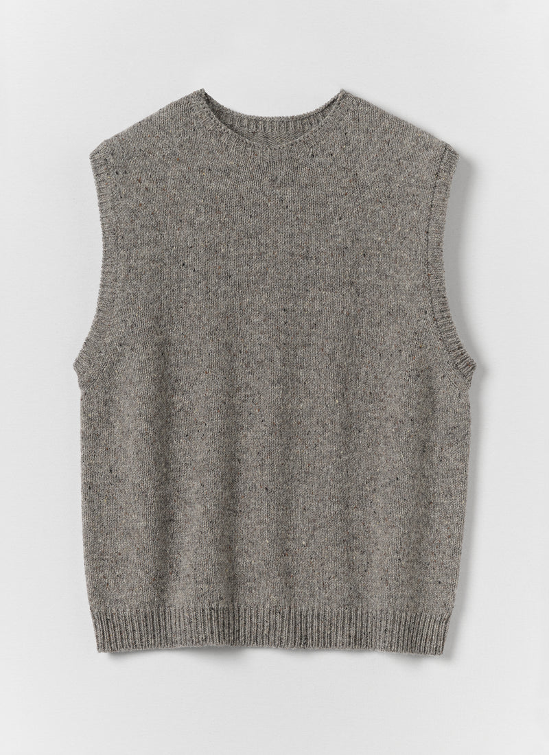 Donegal Wool Crew Neck Tank | Smoke