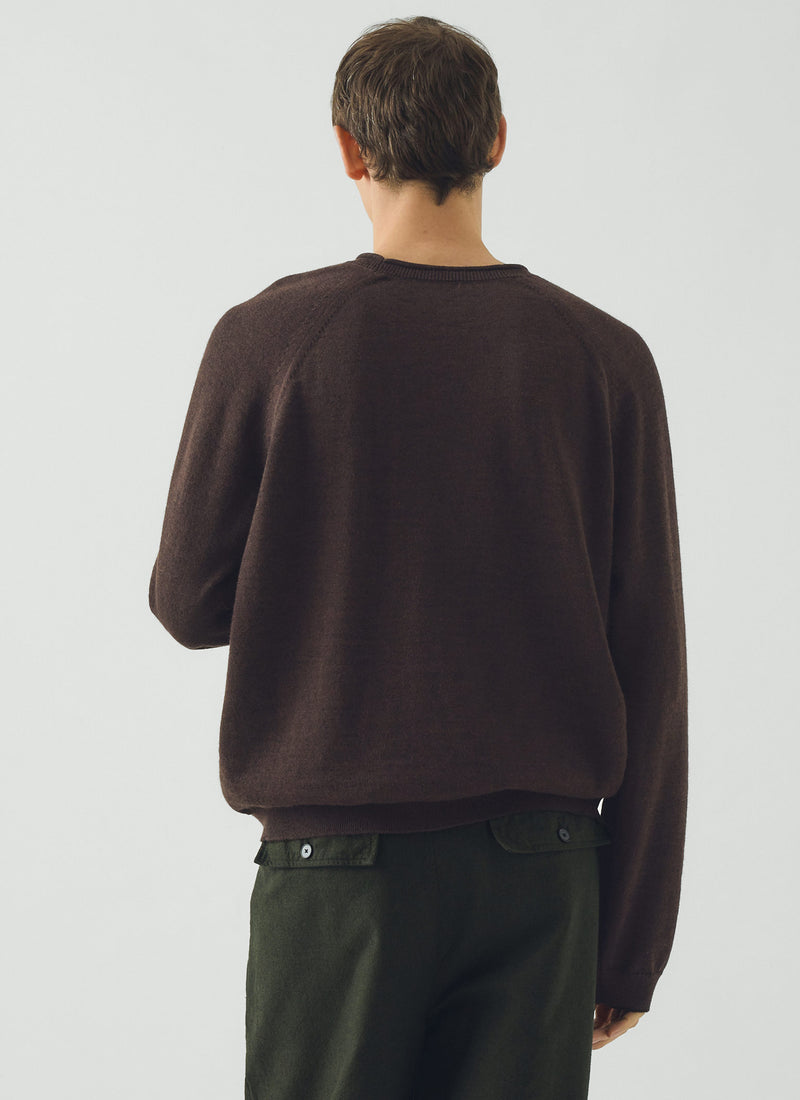 Wool Cotton Raglan Sweater | Dark Chocolate