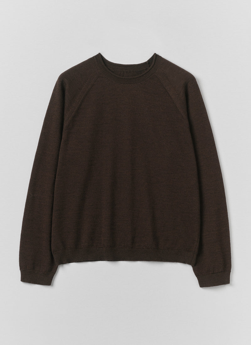 Wool Cotton Raglan Sweater | Dark Chocolate