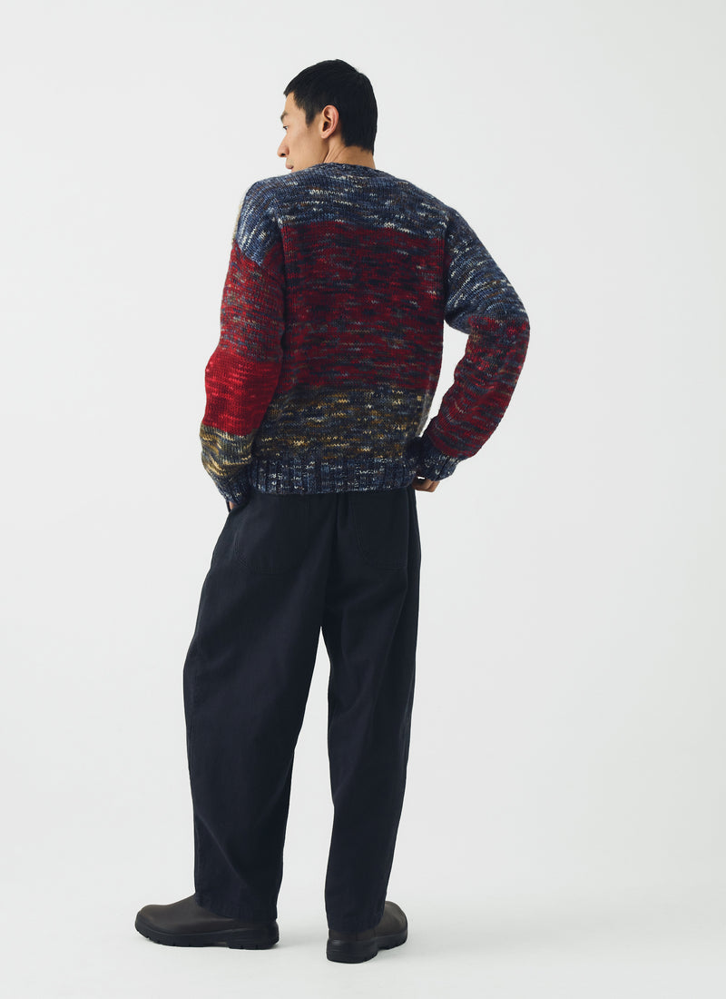 Hand Dyed Intarsia Wool Sweater | Blue Multi