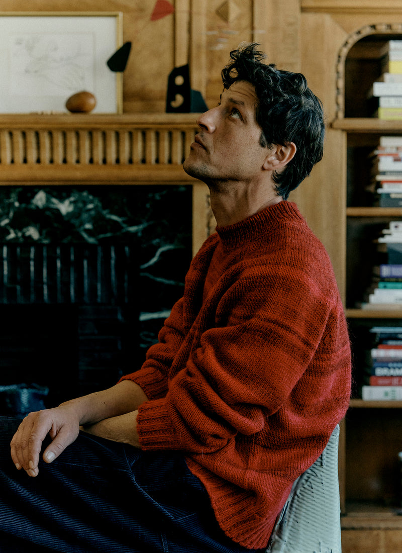 Stripe Wool Mohair Cotton Sweater | Cardinal Red