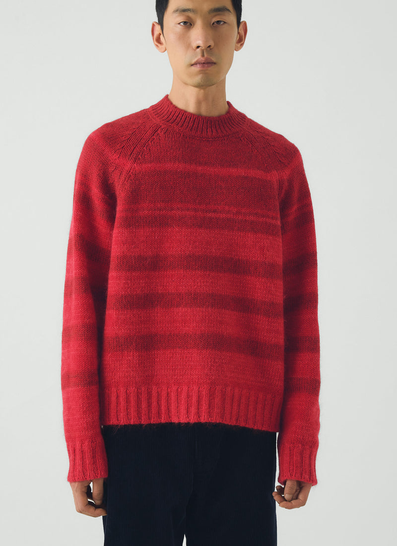 Stripe Wool Mohair Cotton Sweater | Cardinal Red